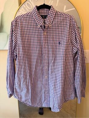 Ralph Lauren Pink and Blue Check Button-Down Shirt